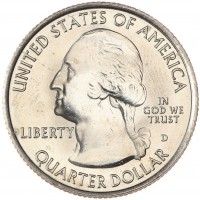 Монета США 25 центов 2011 Национальный парк Глейшер