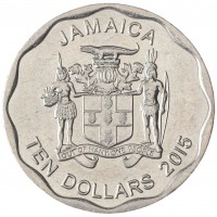 Монета Ямайка 10 долларов 2015