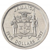 Монета Ямайка 5 долларов 2017