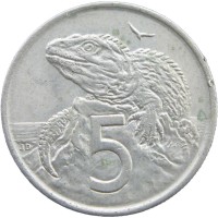 Монета Новая Зеландия 5 центов 1967