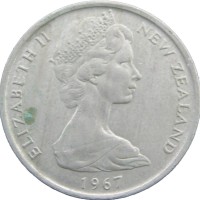 Монета Новая Зеландия 5 центов 1967