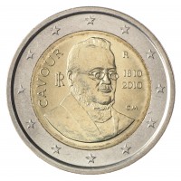 Монета Италия 2 евро 2010 200 лет со дня рождения Камилло Кавура