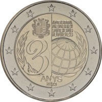 Монета Андорра 2 евро 2023 ООН (Буклет)