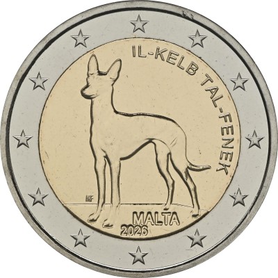 Монета Мальта 2 евро 2026 Фараонова собака