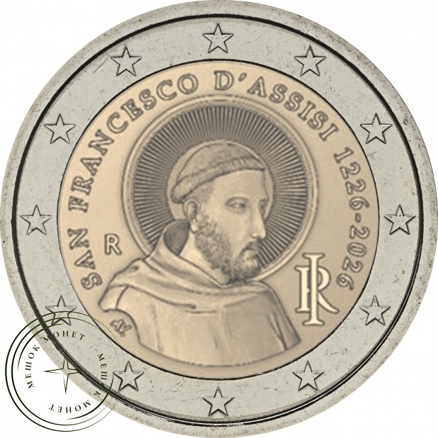 Италия 2 евро 2026 800-летие со дня смерти святого Франциска Ассизского — 937046403