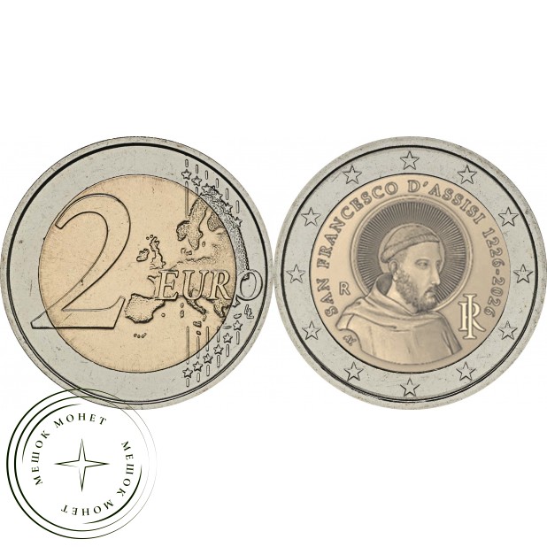 Италия 2 евро 2026 800-летие со дня смерти святого Франциска Ассизского — 937046403
