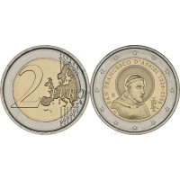 Монета Италия 2 евро 2026 Франциск Ассизский