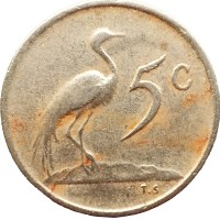 Монета ЮАР 5 центов 1969