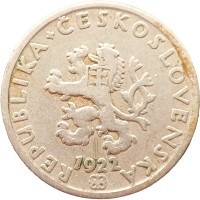 Монета Чехословакия 20 хеллеров 1922