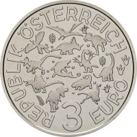Монета Австрия 3 евро 2022 Пахицефалозавр