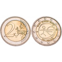Монета Бельгия 2 евро 2009 10 лет экономическому и валютному союзу