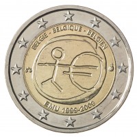 Монета Бельгия 2 евро 2009 10 лет экономическому и валютному союзу