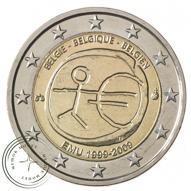 Бельгия 2 евро 2009 10 лет экономическому и валютному союзу
