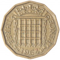 Великобритания 3 пенса 1964
