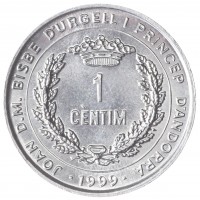 Монета Андорра 1 сентим 1999 ФАО