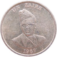 Монета Заир 1 заир 1987
