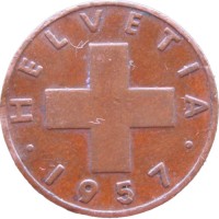 Швейцария 1 раппен 1957