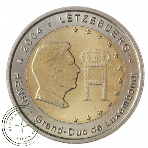 Люксембург 2 евро 2004 монограмма герцога