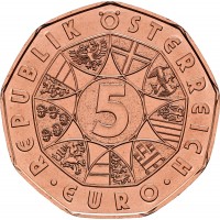 Монета Австрия 5 евро 2026 Трио зайцев Дюрера