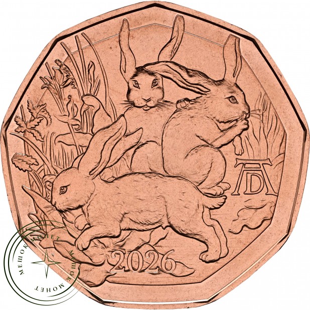 Австрия 5 евро 2026 Трио зайцев Дюрера — 937046406