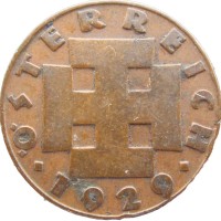 Монета Австрия 2 гроша 1929