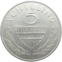 Монета Австрия 5 шиллингов 1969