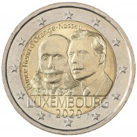 Монета Люксембург 2 евро 2020 принц Генрих