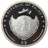 Монета Палау 5 долларов 2007 Морская звезда
