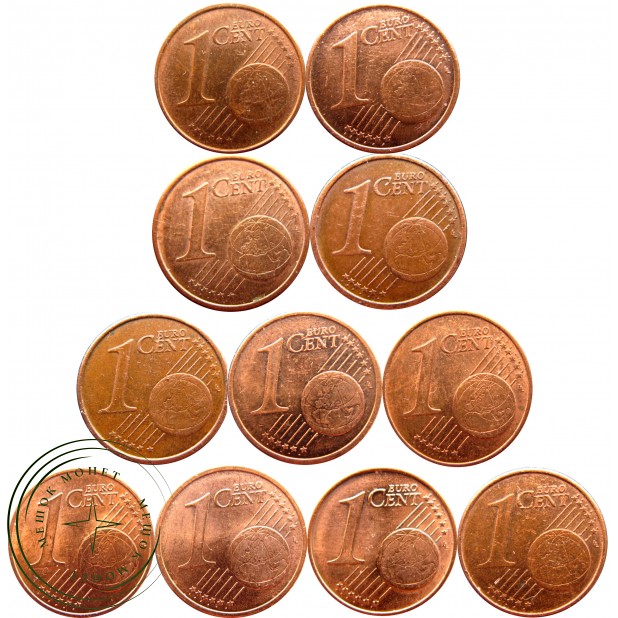 Набор монет 1 евроцент (11 монет)