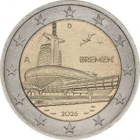 Монета Германия 2 евро 2026 Климатический дом Бремерхафена