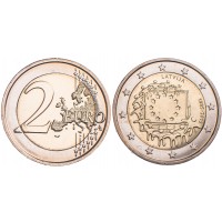 Монета Латвия 2 евро 2015 30 лет Флагу Европы