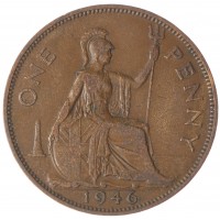 Монета Великобритания 1 пенни 1946