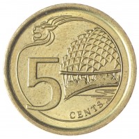 Монета Сингапур 5 центов 2013