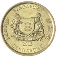 Монета Сингапур 5 центов 2013