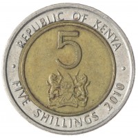 Монета Кения 5 шиллингов 2010