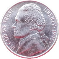 Монета США 5 центов 1995 P