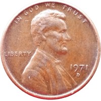 Монета США 1 цент 1971 D