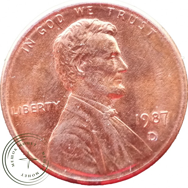 США 1 цент 1987 D