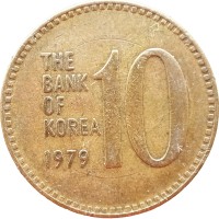 Монета Южная Корея 10 вон 1979