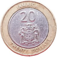 Монета Ямайка 20 долларов 2000