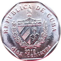Монета Куба 10 сентаво 2018