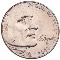 Монета США 5 центов 2005 Выход к океану