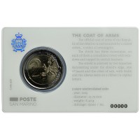 Монета Сан-Марино 2 евро 2025 герб Республики (буклет)