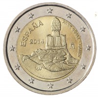 Монета Испания 2 евро 2014 Парк Гюель - работа Антони Гауди в Барселоне