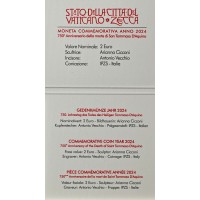 Монета Ватикан 2 евро 2024 Фома Аквинский