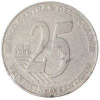 Монета Эквадор 25 сентаво 2000