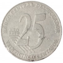 Монета Эквадор 25 сентаво 2000