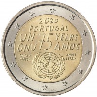 Монета Португалия 2 евро 2020 75 лет ООН