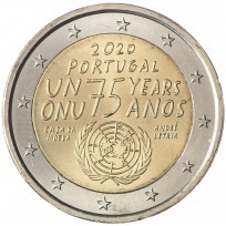 Монета Португалия 2 евро 2020 75 лет ООН