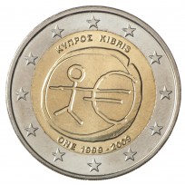 Монета Кипр 2 евро 2009 10 лет экономическому и валютному союзу
